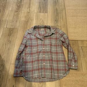 Faherty Gray and Red Plaid Button Down Shirt